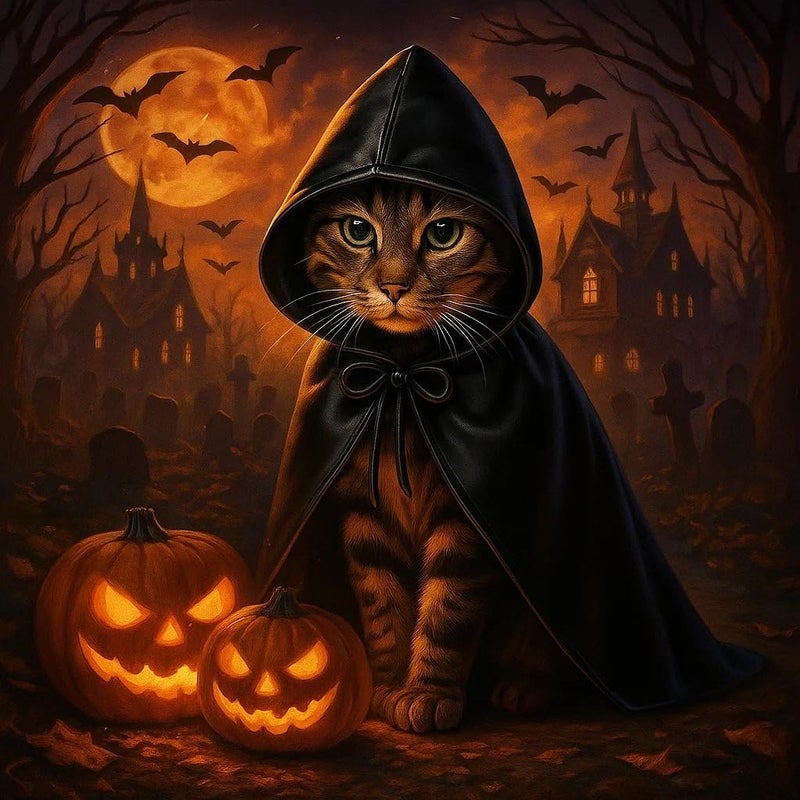 Handmade Black Cat Cloak with Hood for Indoor Cats, Funny Superhero Cosplay Halloween Costume for Pets, Cute Cape for Party Photos and Dress-Up – Big/Middle Size (Black) - Image 2